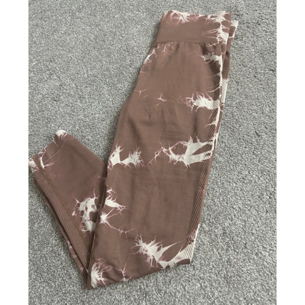Brown Tie Dye Scrunch Butt Athletic Leggings Medium